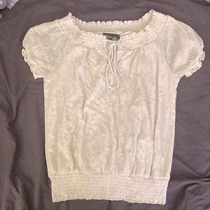 INC I.C Embroidered Off-Shoulder Scrunch Shirt